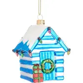 Sass & Belle Blauw-wit strandhuisje kerstbal - Sass & Belle