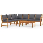 vidaXL 6-delige loungeset voor de tuin met kussens, gemaakt van massief acaciahout