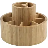 Spirella MSV Make-up/pennen sorteer organizer - rond draaibaar bakje - 20 x 15 cm - bamboe - Make-up dozen