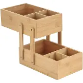 Spirella MSV Make-up badkamer sorteer organizer - 2 laags bakje - 25 x 16 cm - bamboe - Make-up dozen