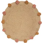 Casa Di Elturo Tapijt jute pompom - Ø80 cm