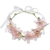 Clayre & Eef Haarband Meisje Roze Synthetisch Bloemen