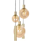 Steinhauer Vide hanglamp Bollique goud met amberglas