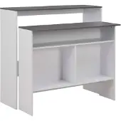 vidaXL Bartafel met 2 tafelbladen, wit en grijs, 130 x 40 x 120 cm