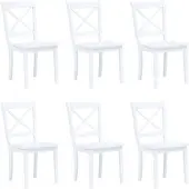 vidaXL Eetkamerstoelen 6 st massief rubberwood wit