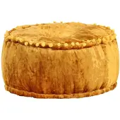 vidaXL Poef rond 40x20 cm fluweel mosterdkleurig