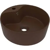 vidaXL Wastafel met overloop 36x13 cm keramiek mat donkerbruin