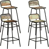 vidaXL Barstoelen 4 st massief gerecycled hout