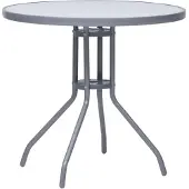 vidaXL Tuintafel, lichtgrijs, 80 cm, staal en glas