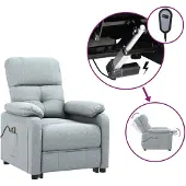 vidaXL Massagestoel elektrisch stof lichtgrijs