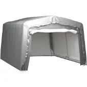 vidaXL Opslagtent 370x370 cm, staal, grijs
