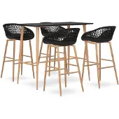 vidaXL 5-delige Barset zwart