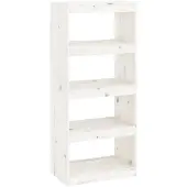 vidaXL Boekenkast/kamerscherm 60x30x135,5 cm massief grenenhout wit