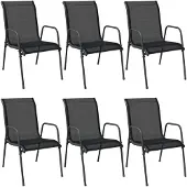vidaXL Tuinstoelen 6 st staal en textileen zwart