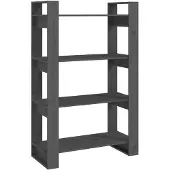 vidaXL Boekenkast/kamerscherm 80x35x125 cm massief grenenhout grijs
