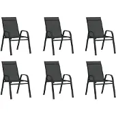 vidaXL Stapelbare tuinstoelen, 6 stuks, zwart, textilene