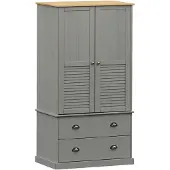 vidaXL Kledingkast VIGO 90x55x170 cm massief grenenhout grijs