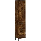 vidaXL Hoge kast 34,5x34x180 cm bewerkt hout gerookt eikenkleurig