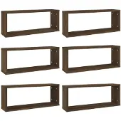 vidaXL Wandschappen kubus 6 st 60x15x23 cm bewerkt hout bruin eiken