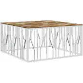vidaXL Salontafel, zilverkleurig roestvrij staal en gerecycled hout, massief