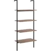 vidaXL Ladderrek met 4 schappen 64x35x152,5 cm donkerbruin en zwart