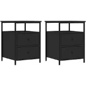 vidaXL Nachtkastjes 2 st 44x45x60 cm bewerkt hout zwart
