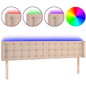 vidaXL Hoofdbord LED 183x16x78/88 cm kunstleer cappuccinokleurig