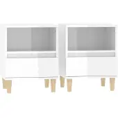 vidaXL Nachtkastjes 2 st 40x35x50 cm hoogglans wit