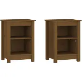 vidaXL Nachtkastjes 2 st 40x35x55 cm massief grenenhout honingbruin