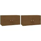 vidaXL Wandkasten 2 st 60x30x30 cm massief grenenhout honingbruin