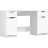 vidaXL Bureau met bijzetkast bewerkt hout wit