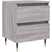 vidaXL Nachtkastje 40x35x50 cm bewerkt hout grijs sonoma eikenkleurig