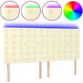 vidaXL Hoofdbord LED 160x5x118/128 cm kunstleer crèmekleurig