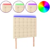 vidaXL Hoofdbord LED 80x5x118/128 cm stof crèmekleurig