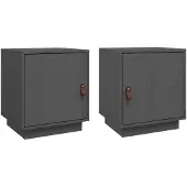 vidaXL Nachtkastjes 2 st 40x34x45 cm massief grenenhout grijs