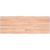 vidaXL Tafelblad natuurlijke rand 140x50x(2-4) cm eikenhout lichtbruin