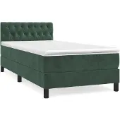 vidaXL Boxspring met matras fluweel donkergroen 90x200 cm