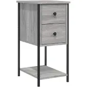 vidaXL Nachtkastje 32x42x70 cm bewerkt hout grijs sonoma eikenkleurig