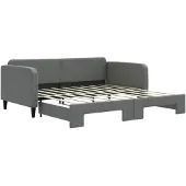 vidaXL Slaapbank met onderschuifbed 90x190 cm stof donkergrijs
