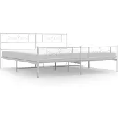 vidaXL Bedframe met hoofd- en voeteneinde metaal wit 193x203 cm