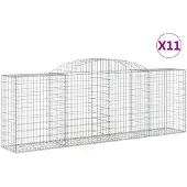 vidaXL Gabionen met hoge boog, 11 stuks, 300x50x100/120 cm, verzinkt staal