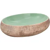 vidaXL Opzetwasbak ovaal 59x40x15 cm keramiek groen en bruin