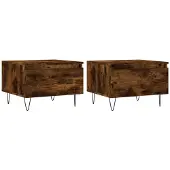 vidaXL Salontafels 2 st 50x46x35 cm bewerkt hout gerookt eikenkleurig