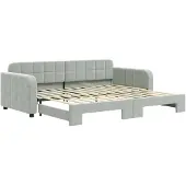 vidaXL Slaapbank met onderschuifbed 90x200 cm fluweel lichtgrijs