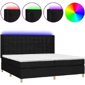 vidaXL Boxspring met matras en LED stof zwart 200x200 cm