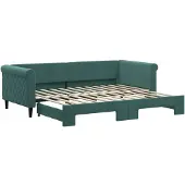 vidaXL Slaapbank met onderschuifbed 90x200 cm fluweel donkergroen