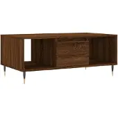 vidaXL Salontafel 90x50x36,5 cm bewerkt hout bruin eikenkleur