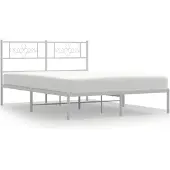 vidaXL Bedframe met hoofdbord metaal wit 120x190 cm