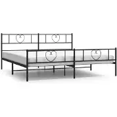 vidaXL Bedframe met hoofdeinde en voeteneinde, zwart metaal, 200x200 cm