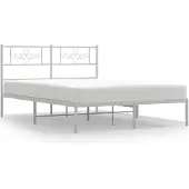 vidaXL Bedframe met hoofdbord metaal wit 140x190 cm